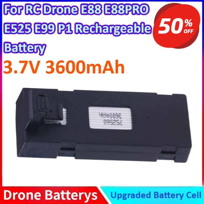 Drone E88 Rc Quadcopter - 3.7V 3600mAh Nuova Batteria Li-Ion per